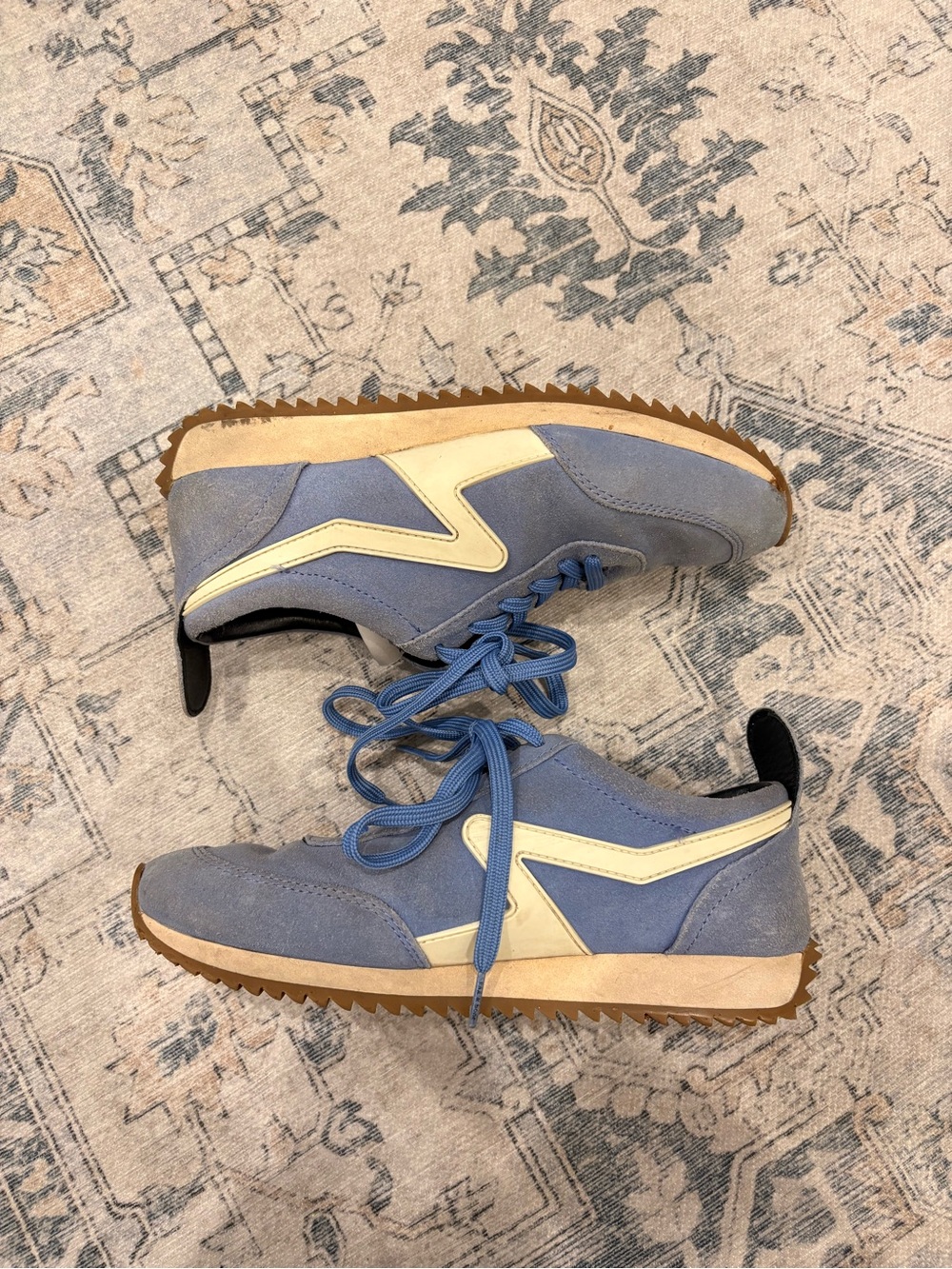 rag & bone Blue Suede Runner with Cream Accents